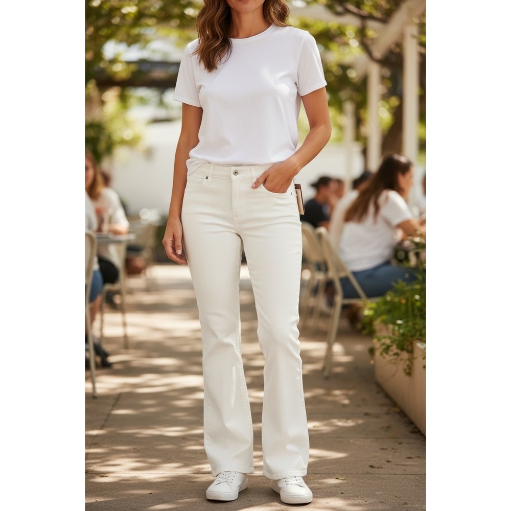 JEN7 White‎ Bootcut Jeans Size 14 Womens High Rise Denim Pants NWT